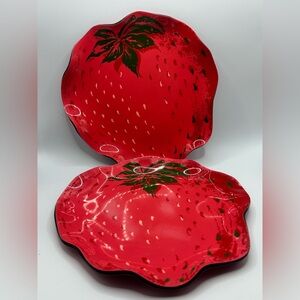 Stotter Settings Vintage Strawberry Plates, Pair of Vintage Plastic Berry Plates